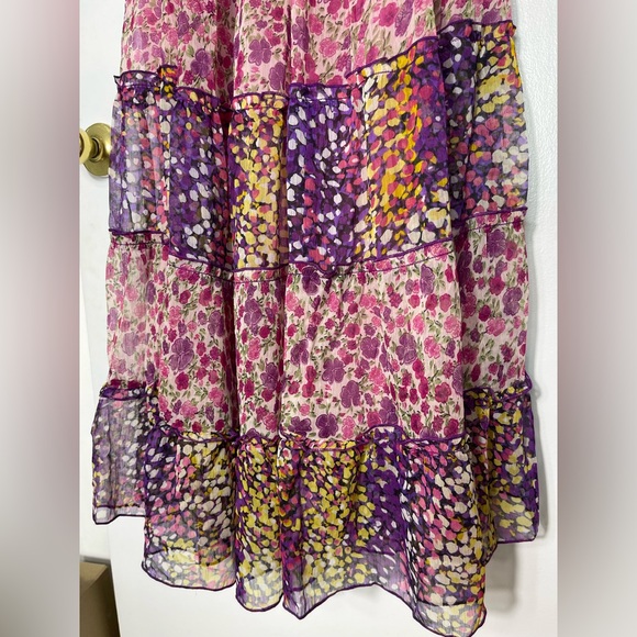 Chaudry KC Bohemian Floral Maxi Skirt multicolor elastic waist Size XS/S NWT - Picture 6 of 9